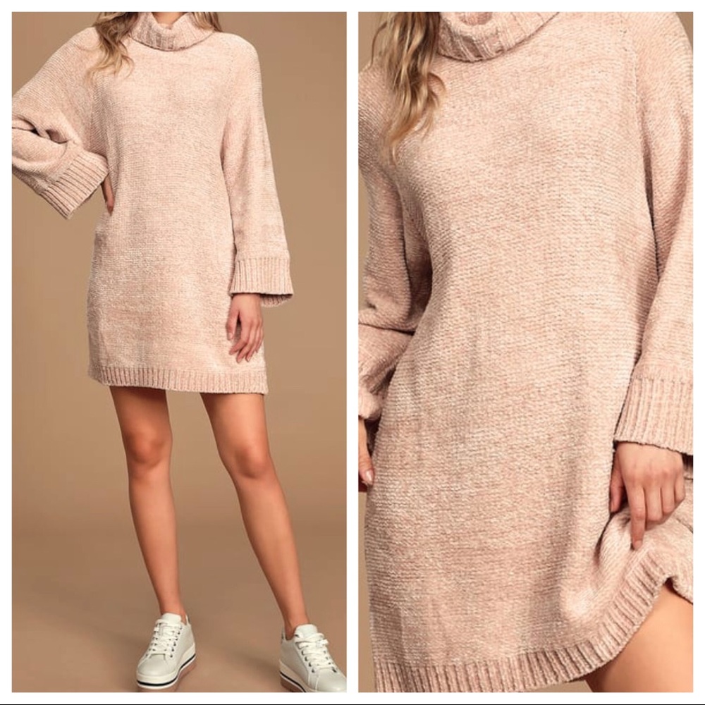 Lulus x Lush Cream knit Sweater dress
